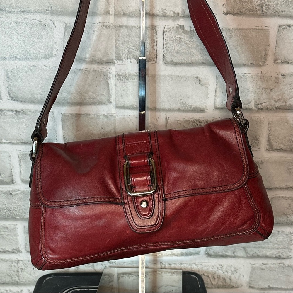 Fossil Red Leather Shoulder Bag